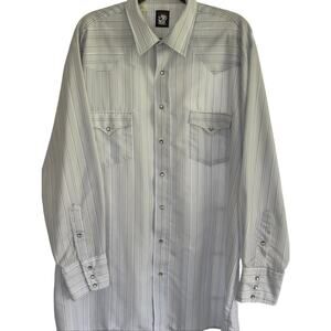 Vintage Karman Western Pearl Snap Shirt Mens 1XLT Striped Made USA Cowboy